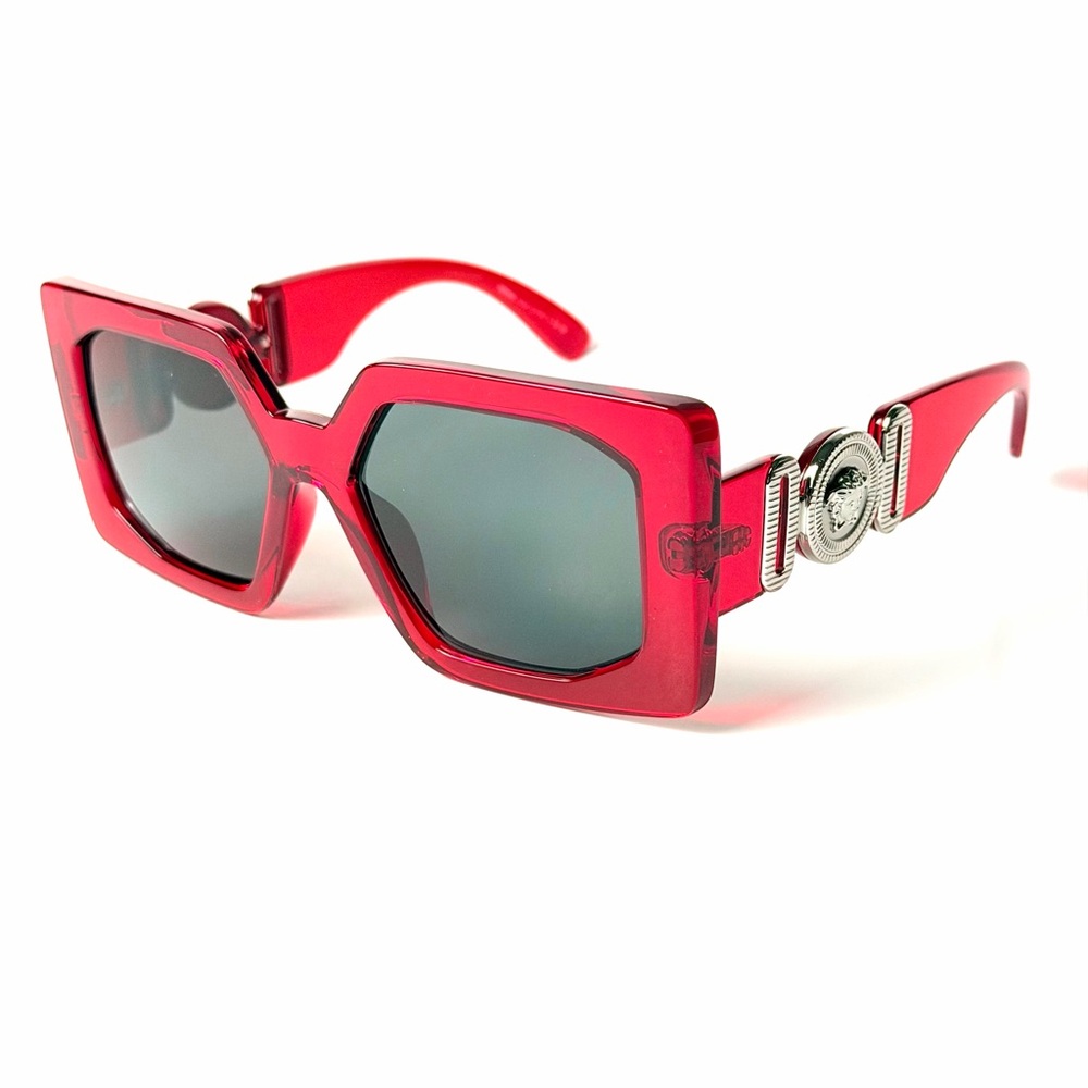 Versace Mod 4478U 5500/87 Red Square Silver Sunglasses Authentic New 4478 U - Picture 4 of 7